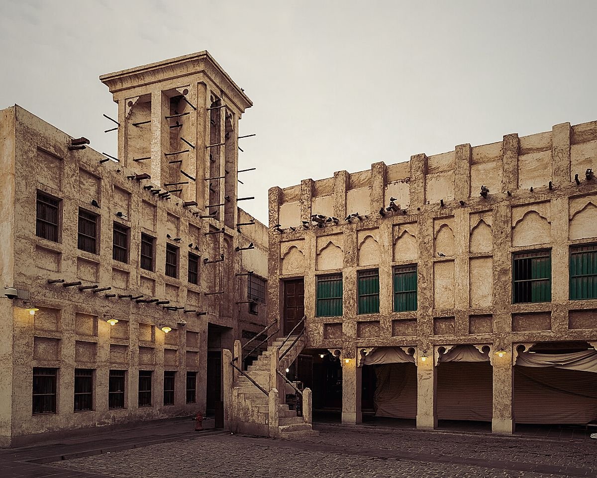 Lanterns and traditional architecture at Souq Waqif in Doha